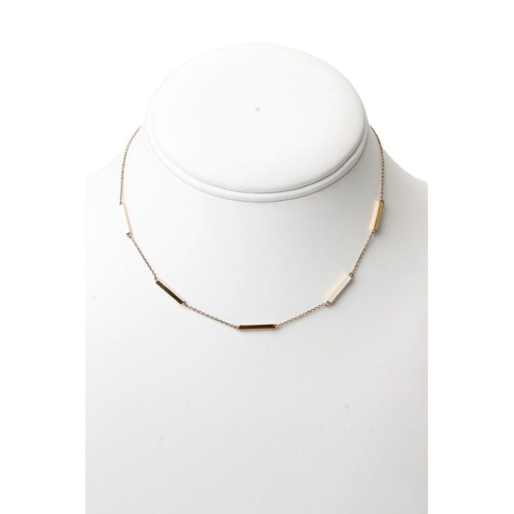 Jennifer Zeuner Womens Gold Plated 925 Enamel Bar Link Station Necklace 15" 3.3g
